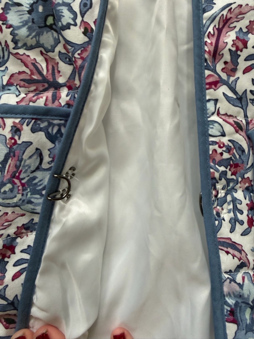 7 For All Mankind Quilted Floral Jacket in Blue and Pink - Picture 4 of 8